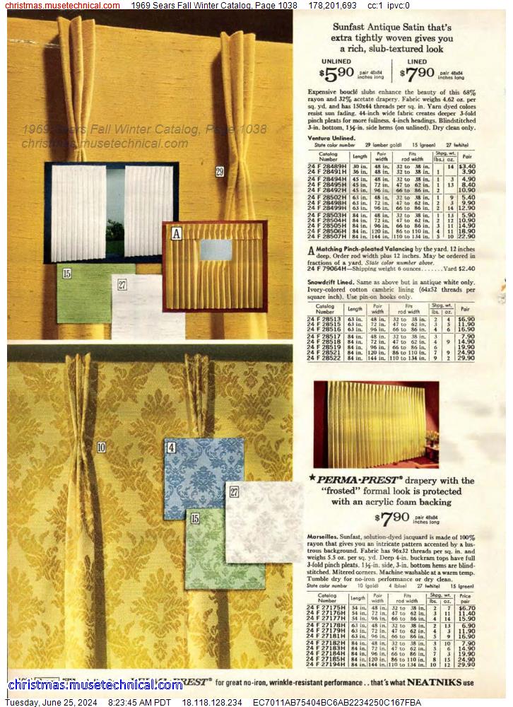 1969 Sears Fall Winter Catalog, Page 1038