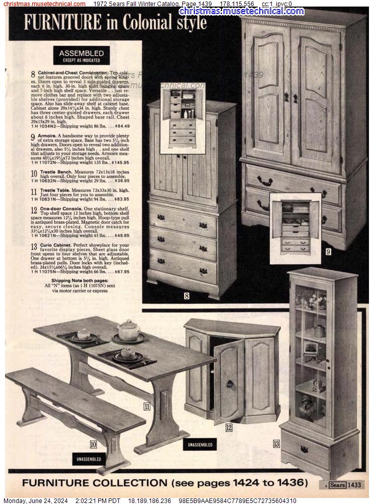 1972 Sears Fall Winter Catalog, Page 1439
