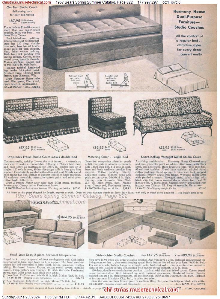 1957 Sears Spring Summer Catalog, Page 822