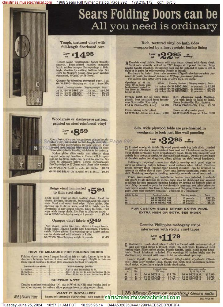 1968 Sears Fall Winter Catalog, Page 892