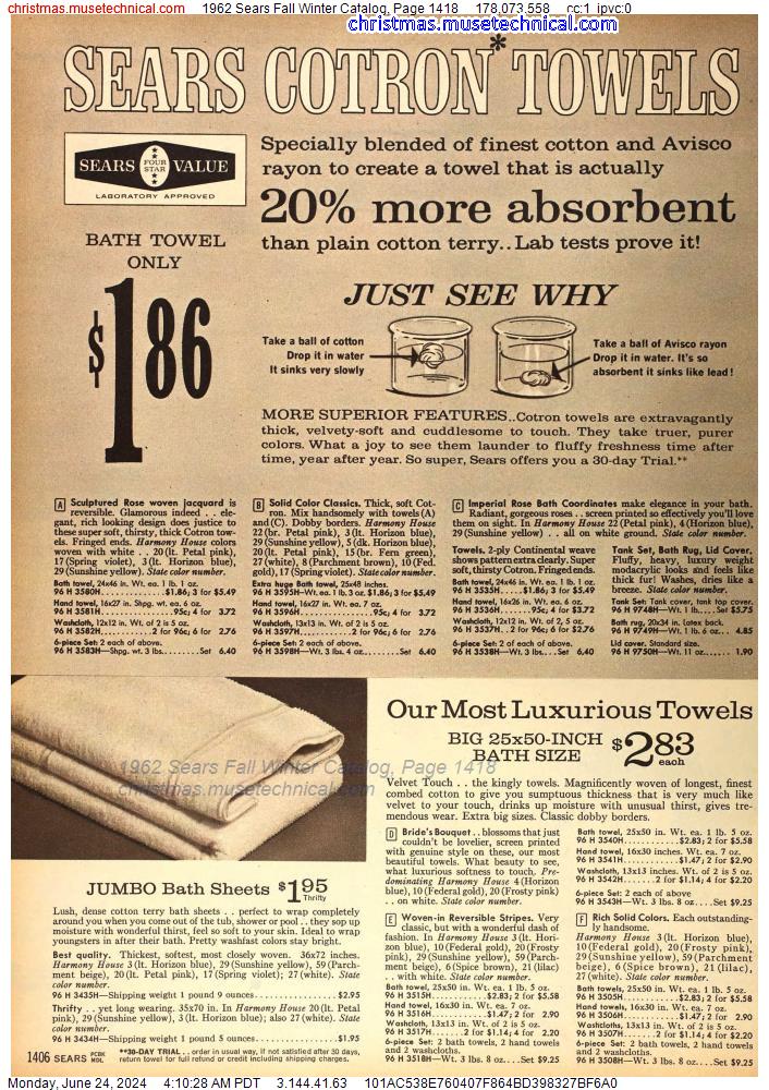 1962 Sears Fall Winter Catalog, Page 1418
