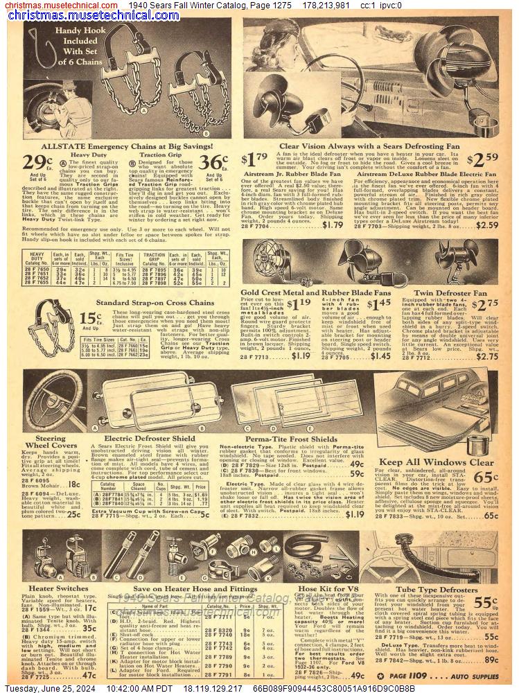 1940 Sears Fall Winter Catalog, Page 1275