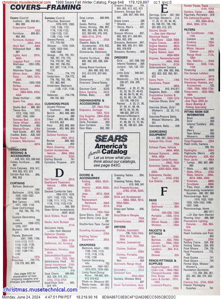 1988 Sears Fall Winter Catalog, Page 646