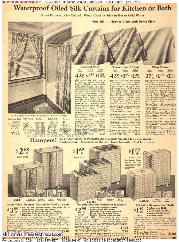 1940 Sears Fall Winter Catalog, Page 1030