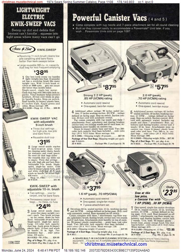1974 Sears Spring Summer Catalog, Page 1108