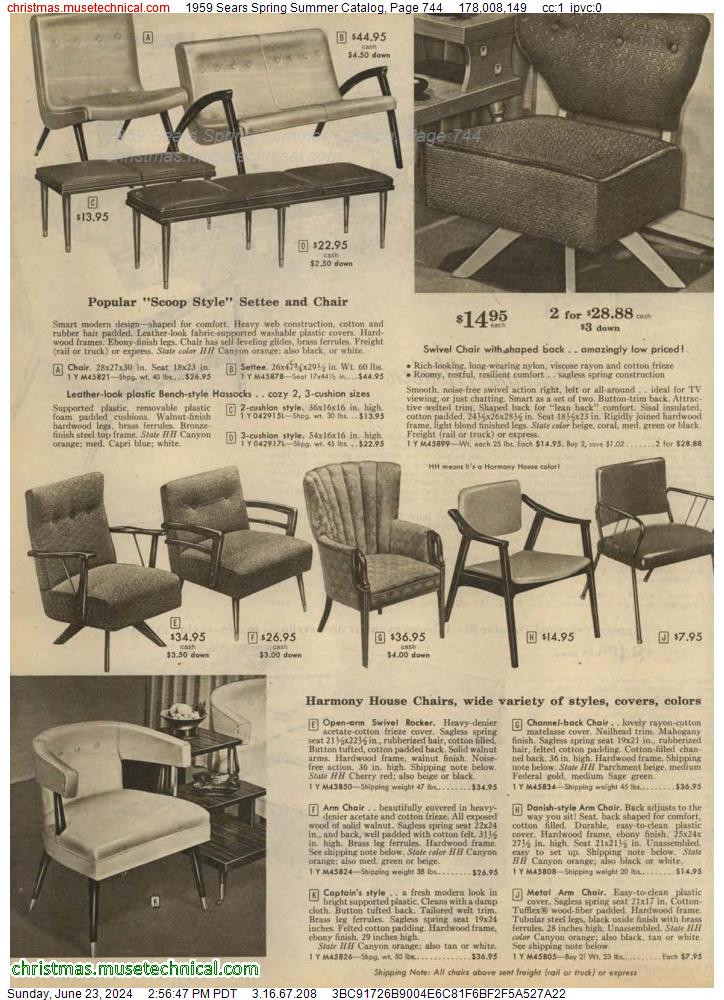 1959 Sears Spring Summer Catalog, Page 744