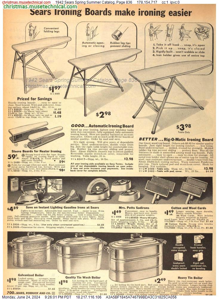 1942 Sears Spring Summer Catalog, Page 836