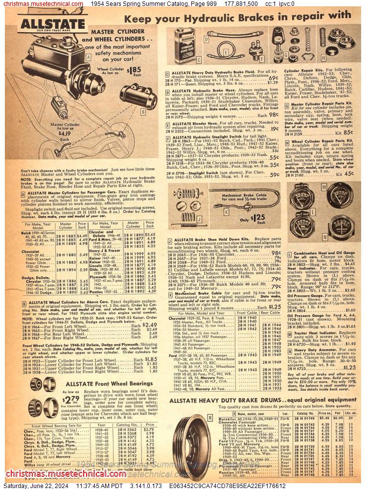 1954 Sears Spring Summer Catalog, Page 989