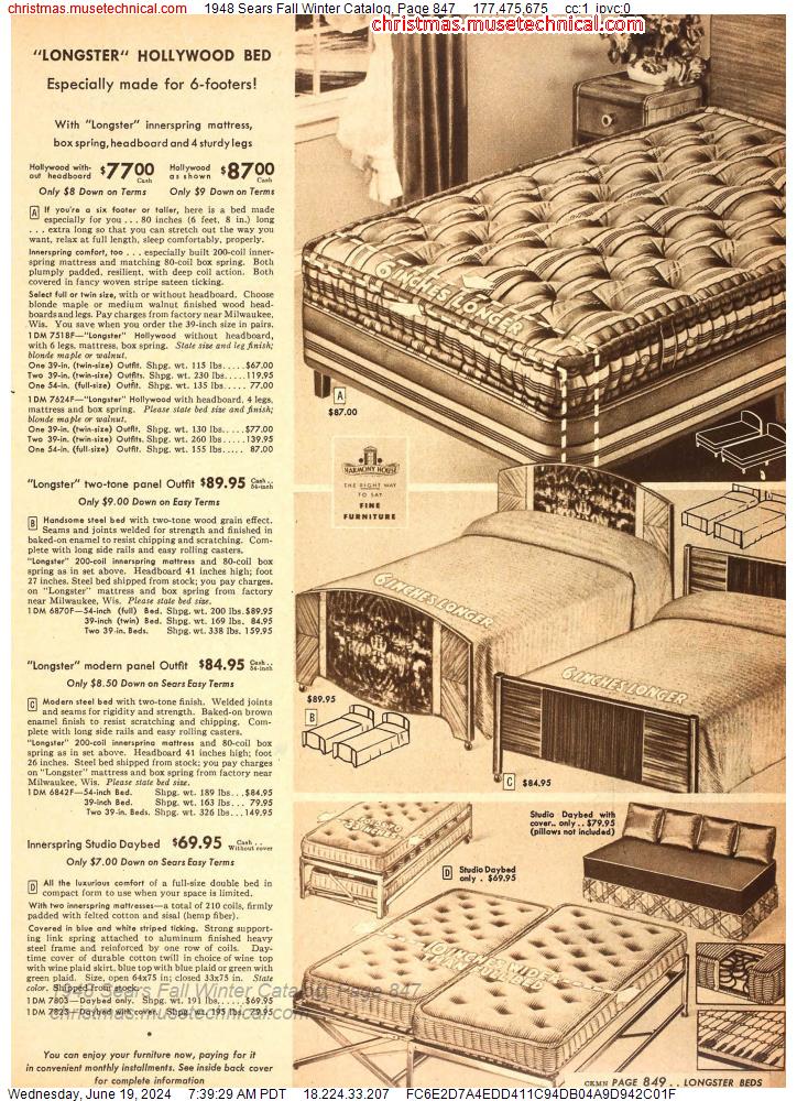 1948 Sears Fall Winter Catalog, Page 847