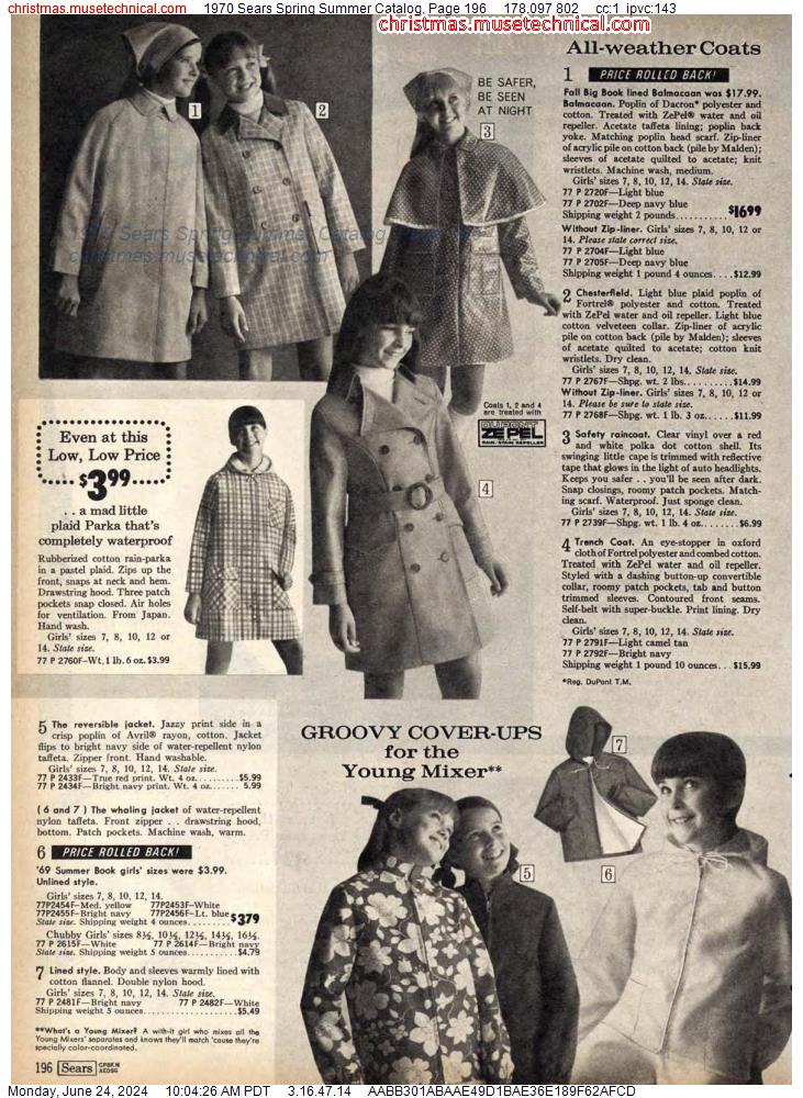 1970 Sears Spring Summer Catalog, Page 196