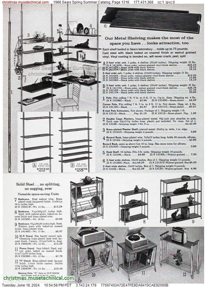 1966 Sears Spring Summer Catalog, Page 1316