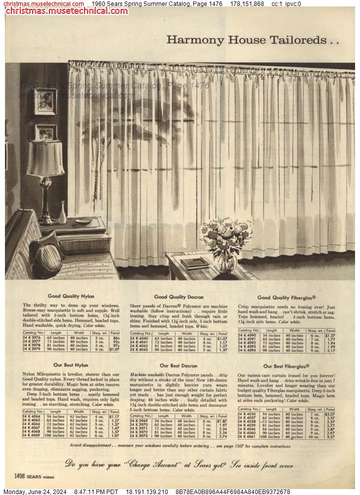 1960 Sears Spring Summer Catalog, Page 1476