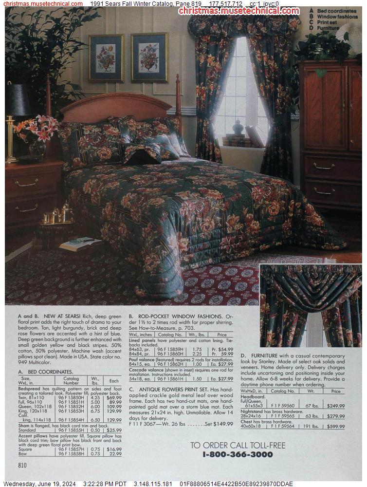 1991 Sears Fall Winter Catalog, Page 819