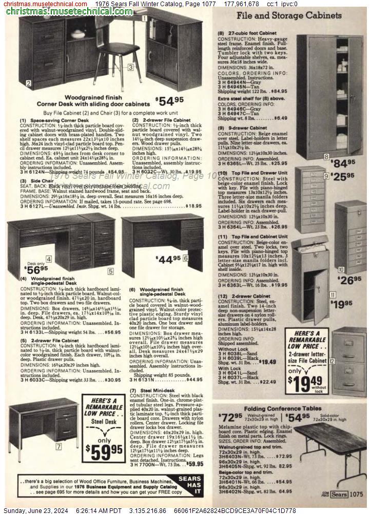 1976 Sears Fall Winter Catalog, Page 1077