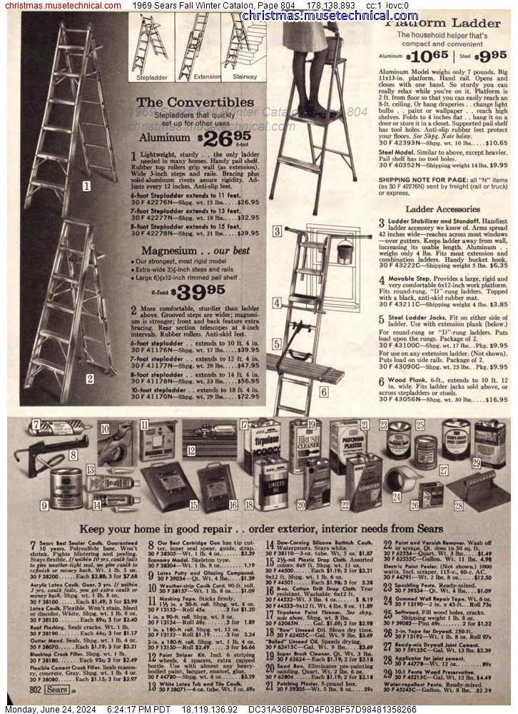 1969 Sears Fall Winter Catalog, Page 804