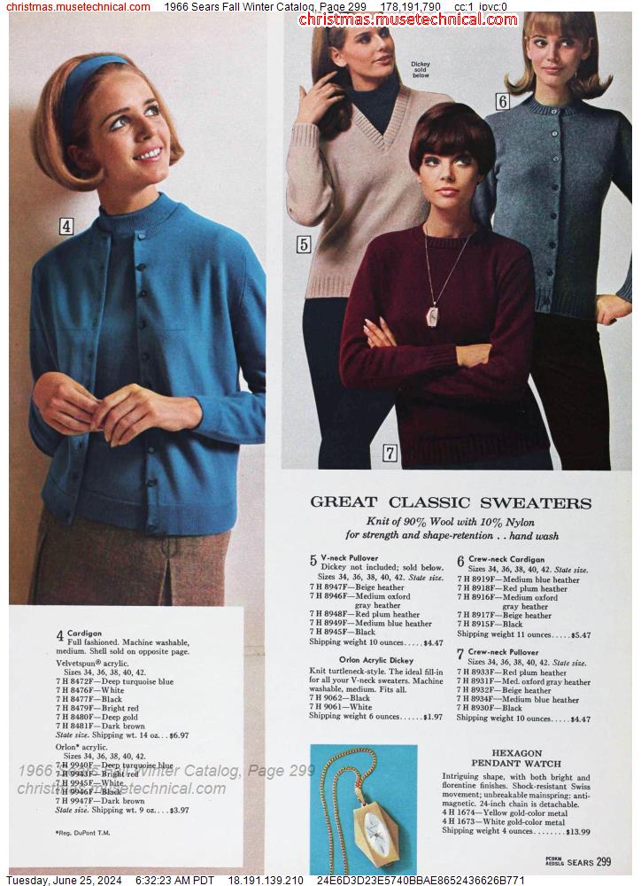 1966 Sears Fall Winter Catalog, Page 299