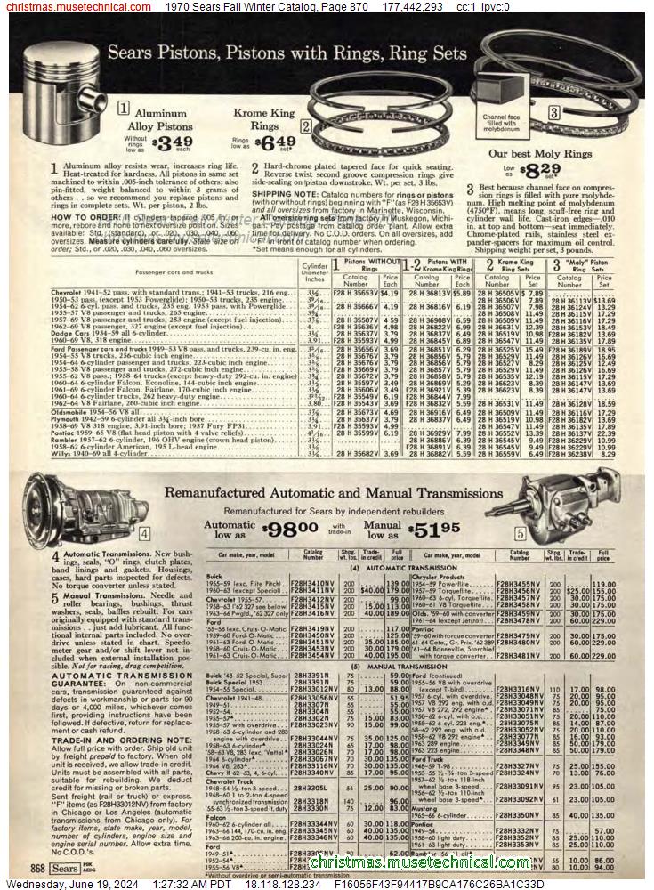 1970 Sears Fall Winter Catalog, Page 870