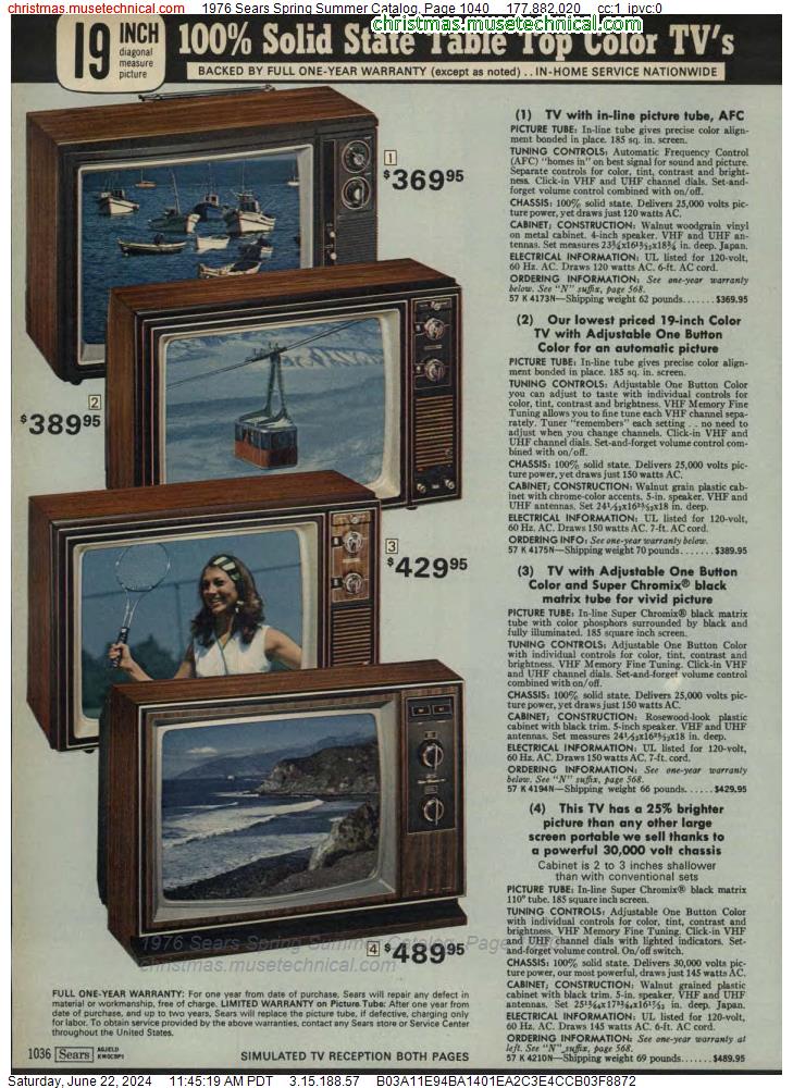 1976 Sears Spring Summer Catalog, Page 1040