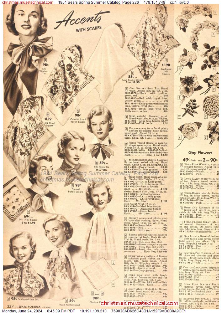 1951 Sears Spring Summer Catalog, Page 226