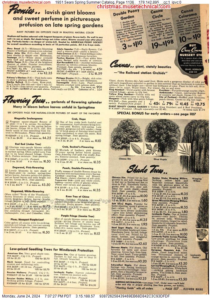 1951 Sears Spring Summer Catalog, Page 1136