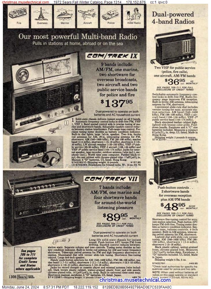 1972 Sears Fall Winter Catalog, Page 1314