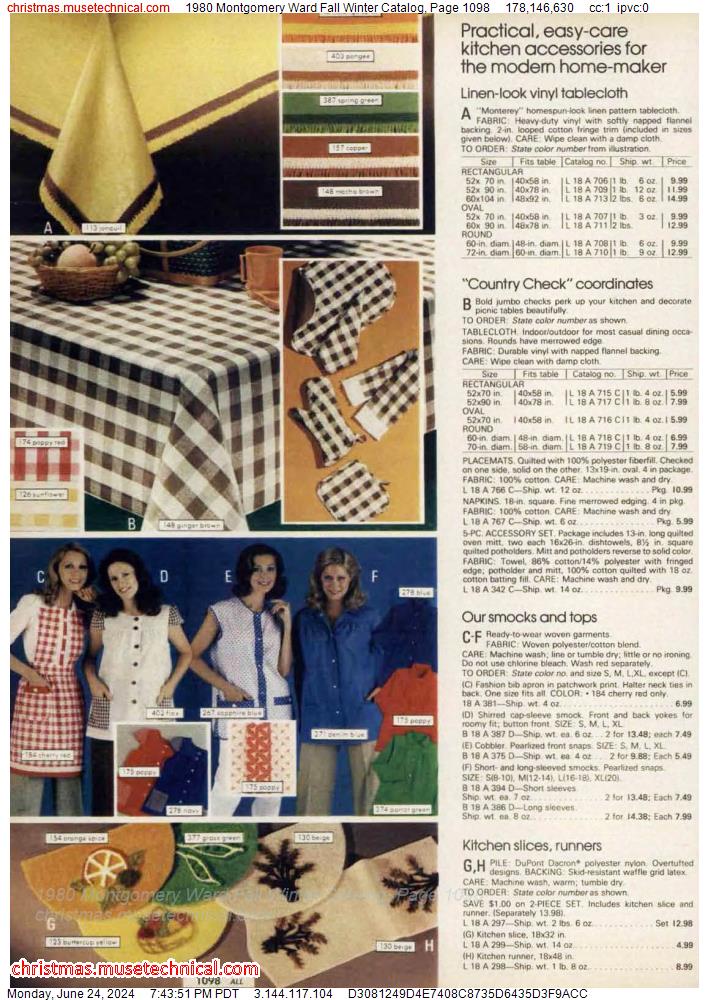1980 Montgomery Ward Fall Winter Catalog, Page 1098