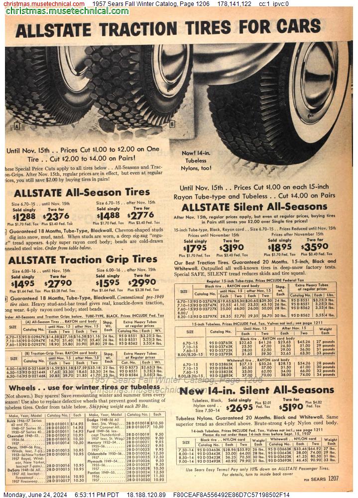1957 Sears Fall Winter Catalog, Page 1206