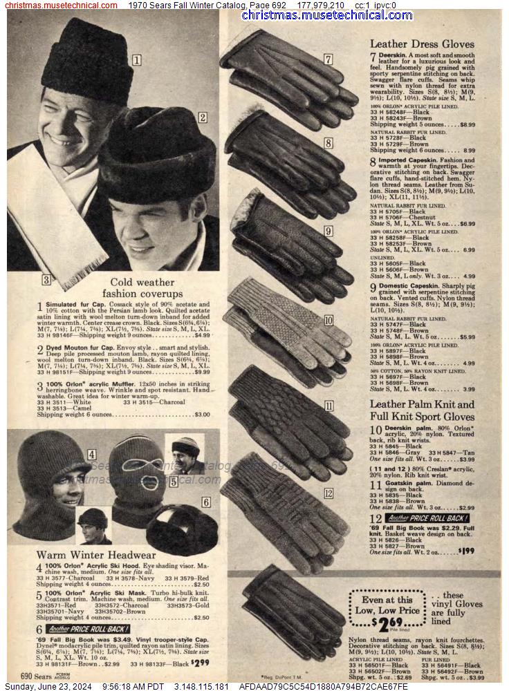 1970 Sears Fall Winter Catalog, Page 692