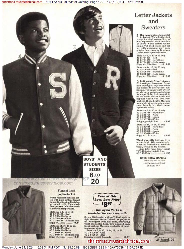 1971 Sears Fall Winter Catalog, Page 129
