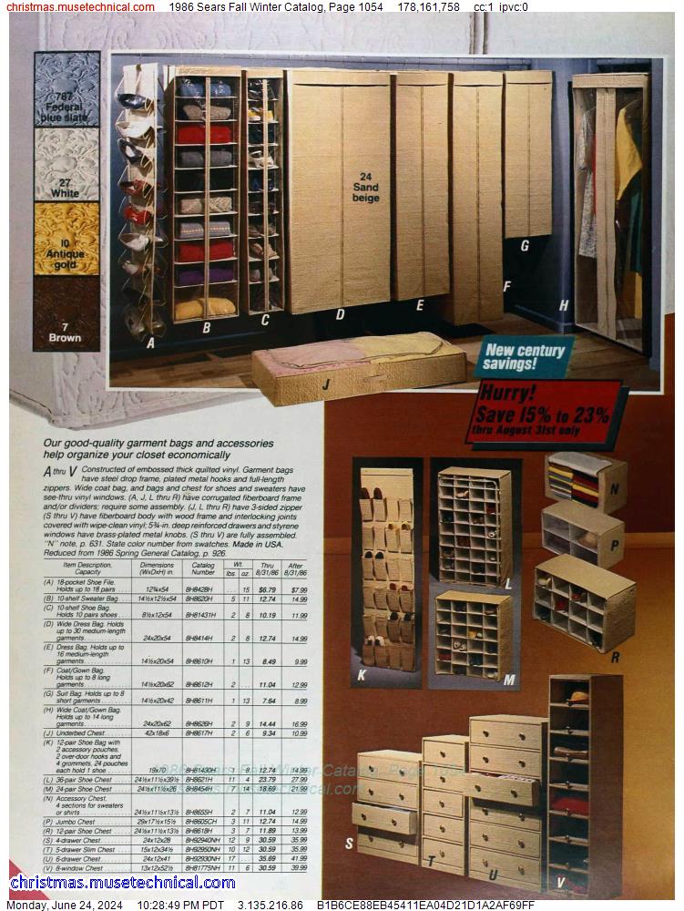 1986 Sears Fall Winter Catalog, Page 1054