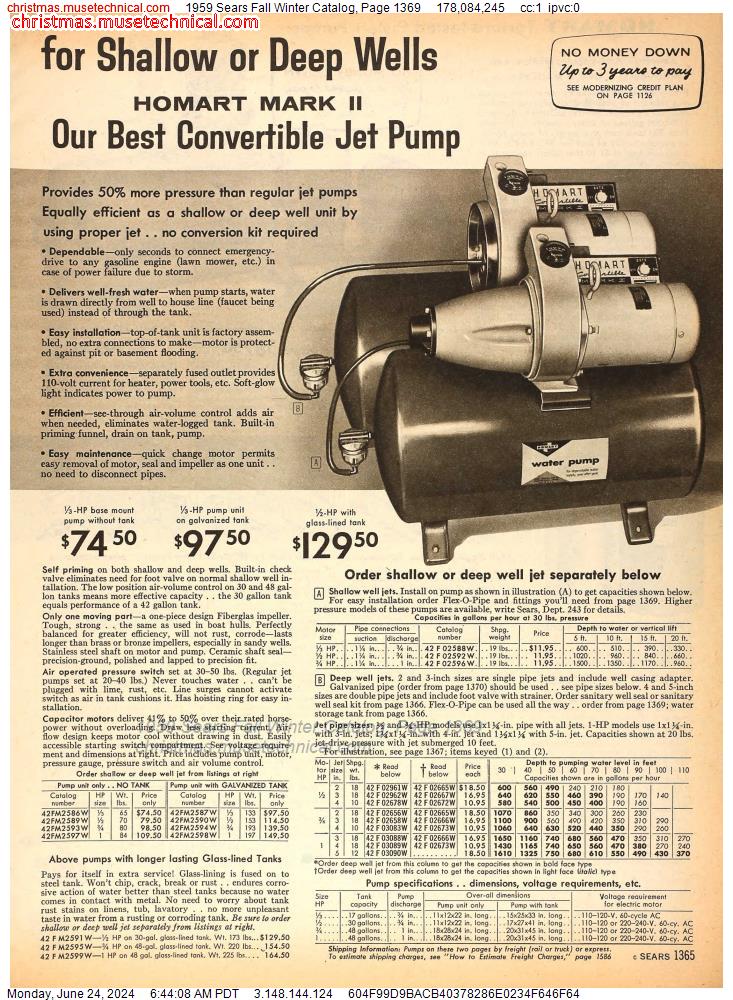 1959 Sears Fall Winter Catalog, Page 1369