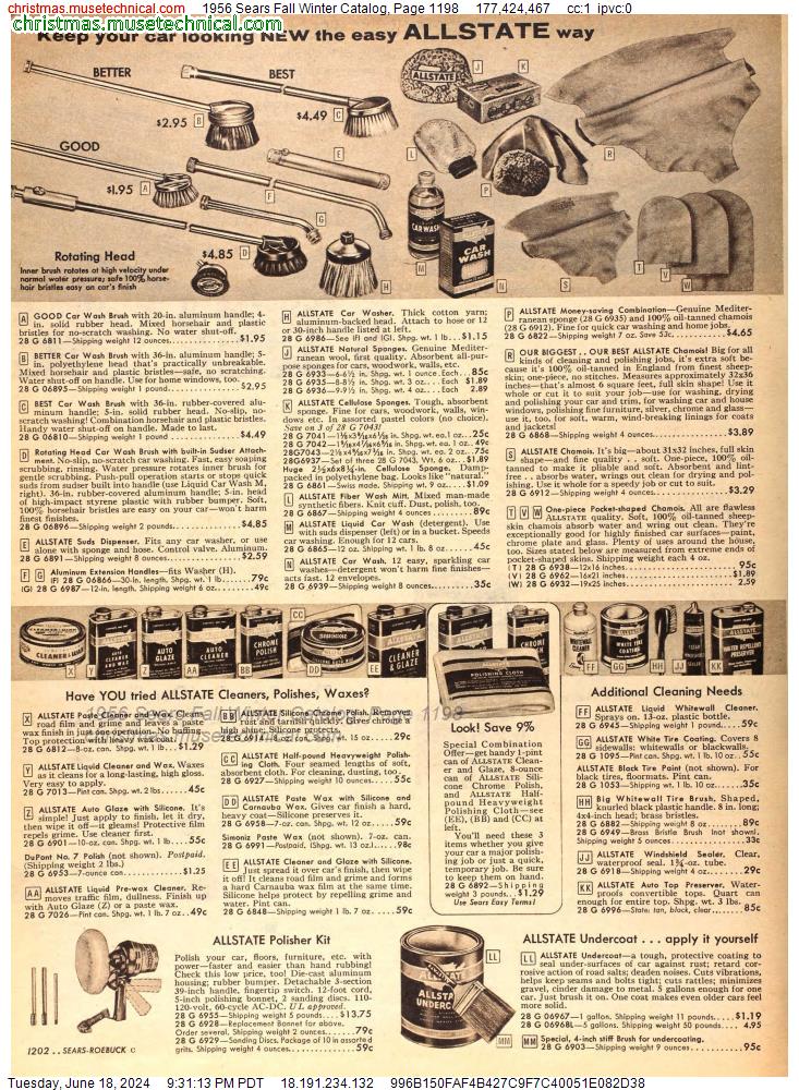 1956 Sears Fall Winter Catalog, Page 1198