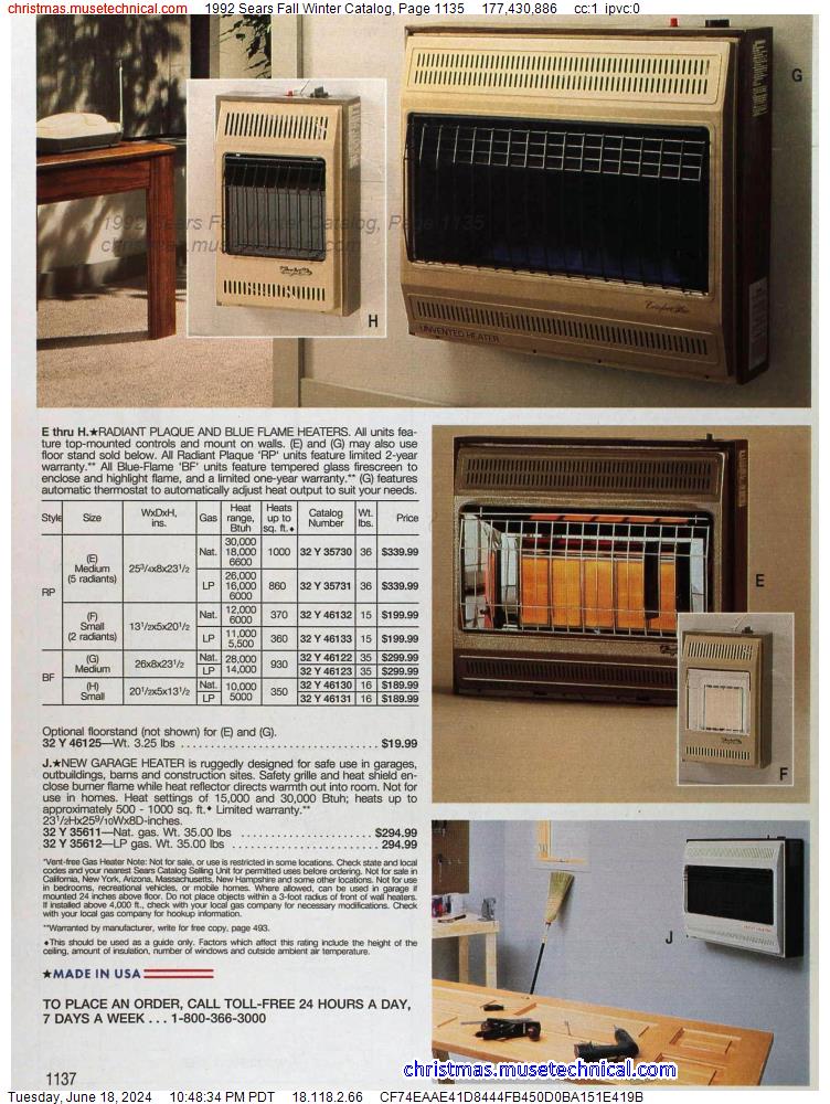 1992 Sears Fall Winter Catalog, Page 1135