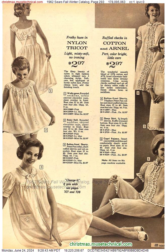 1962 Sears Fall Winter Catalog, Page 293