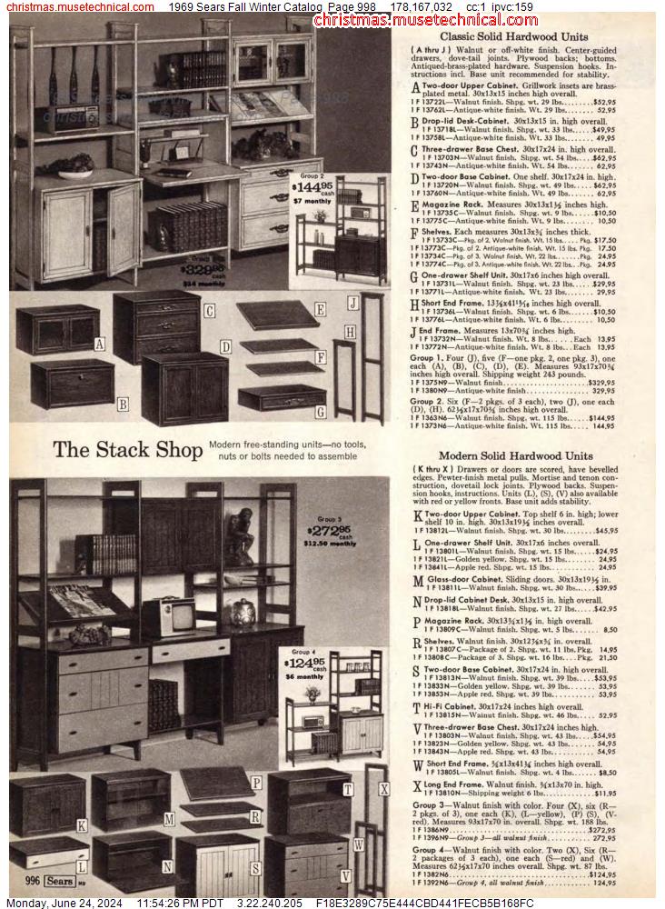 1969 Sears Fall Winter Catalog, Page 998