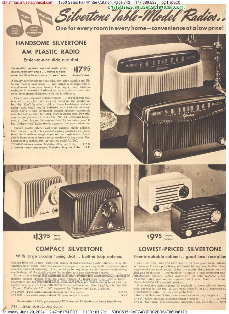 1950 Sears Fall Winter Catalog, Page 743
