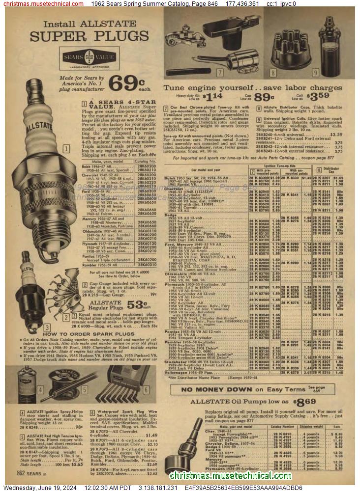 1962 Sears Spring Summer Catalog, Page 846