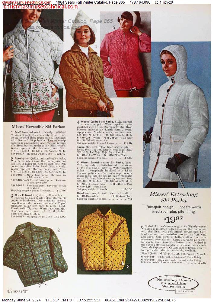 1964 Sears Fall Winter Catalog, Page 865