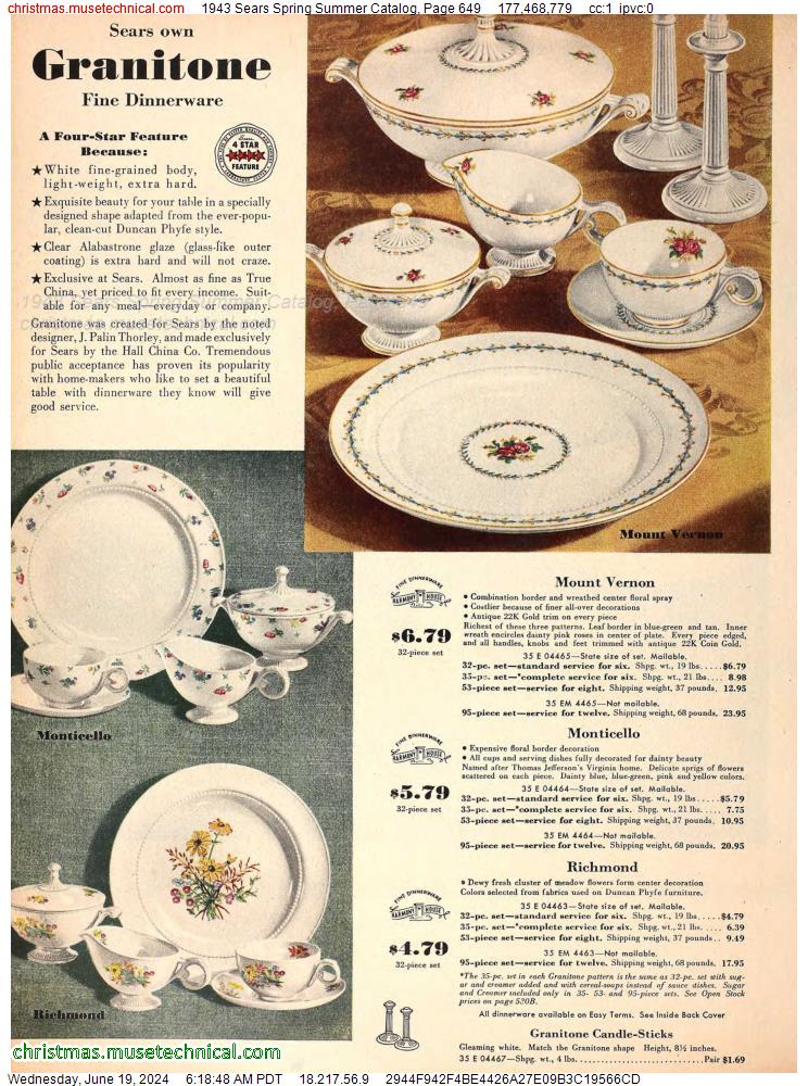1943 Sears Spring Summer Catalog, Page 649