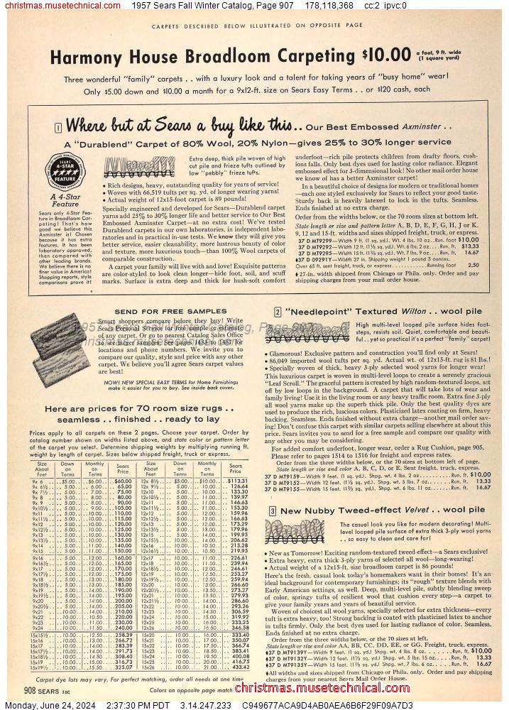 1957 Sears Fall Winter Catalog, Page 907