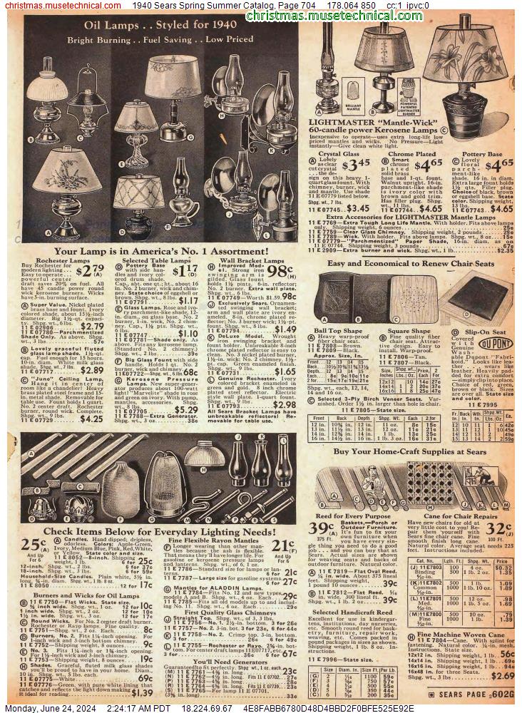 1940 Sears Spring Summer Catalog, Page 704