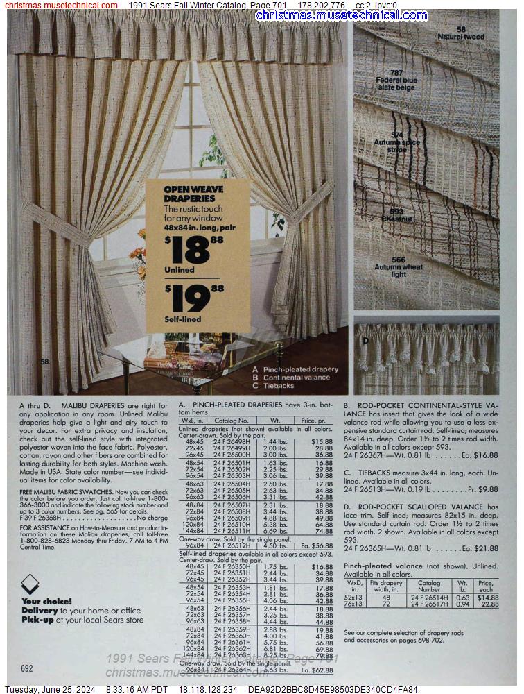 1991 Sears Fall Winter Catalog, Page 701
