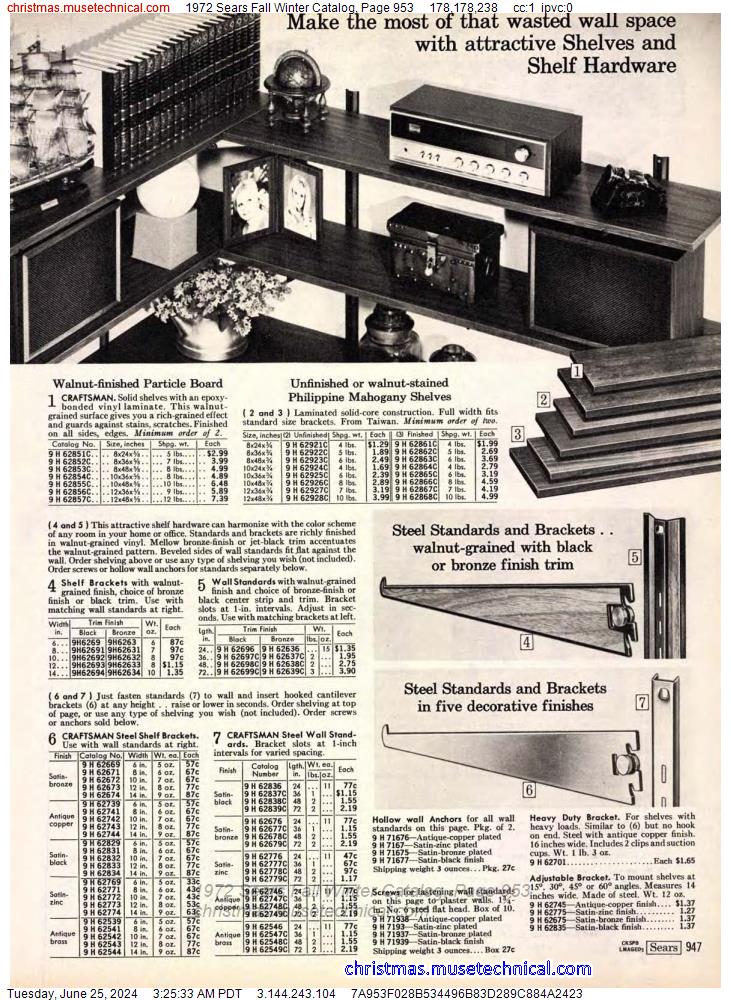 1972 Sears Fall Winter Catalog, Page 953