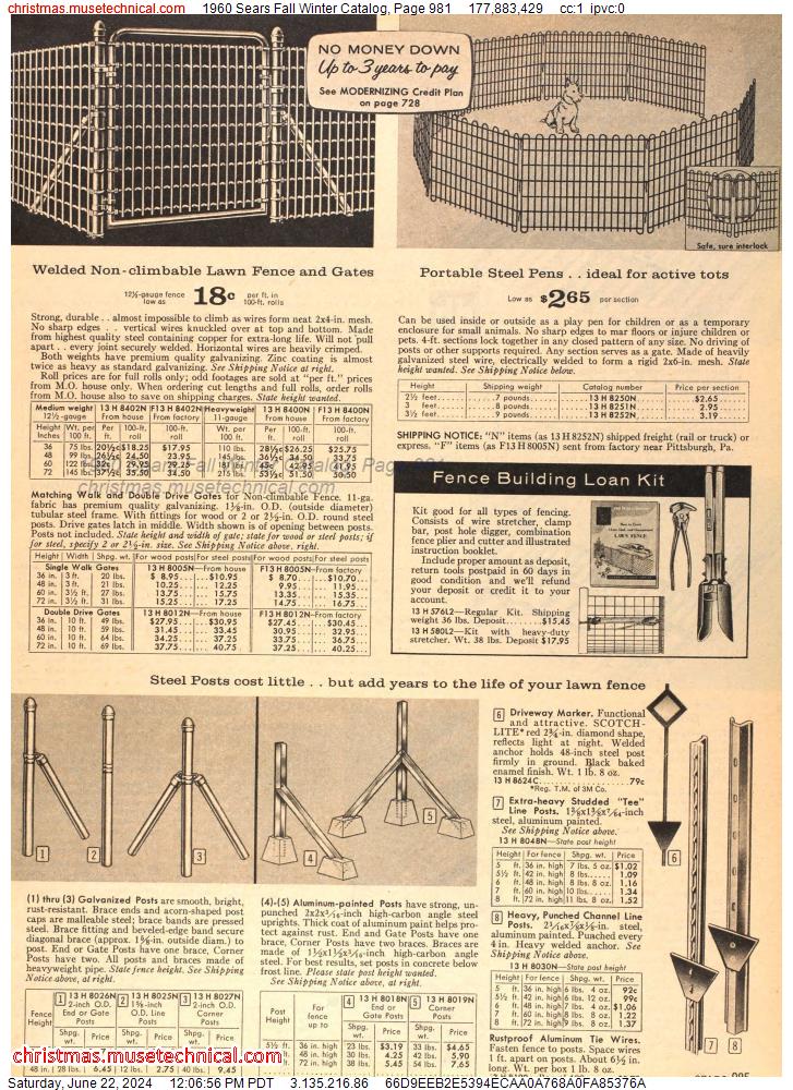 1960 Sears Fall Winter Catalog, Page 981