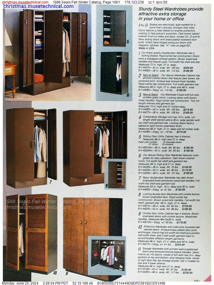 1986 Sears Fall Winter Catalog, Page 1061