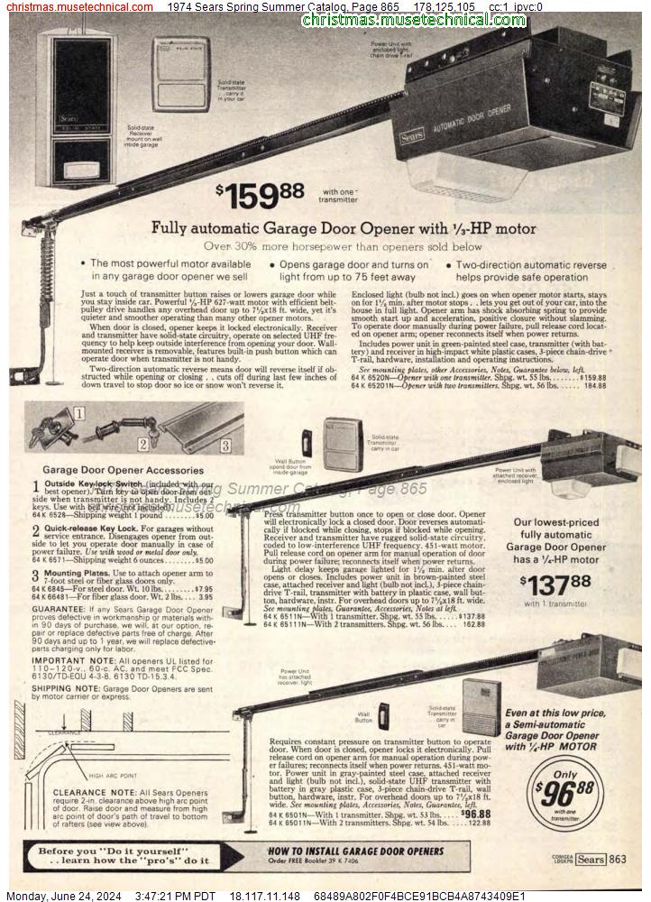 1974 Sears Spring Summer Catalog, Page 865