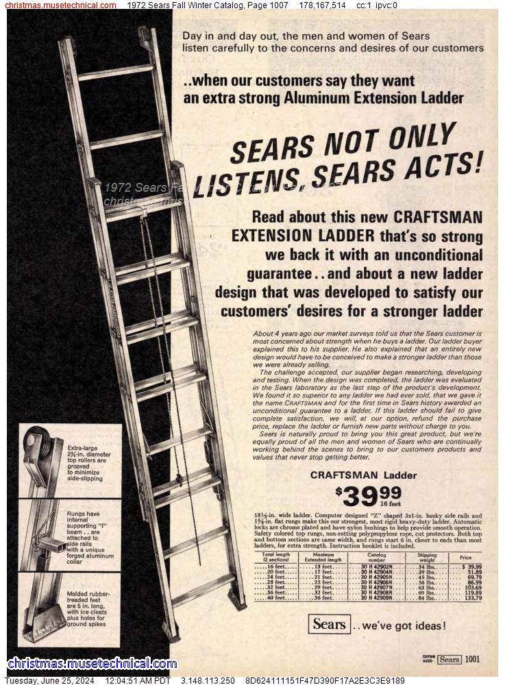 1972 Sears Fall Winter Catalog, Page 1007