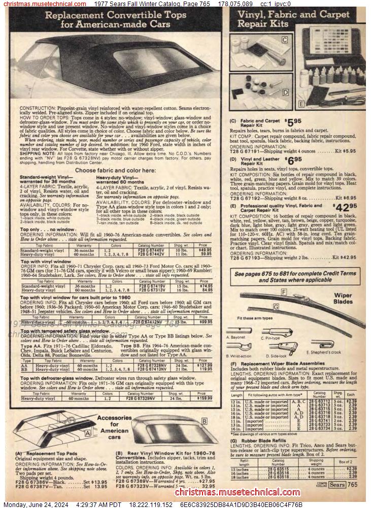 1977 Sears Fall Winter Catalog, Page 765