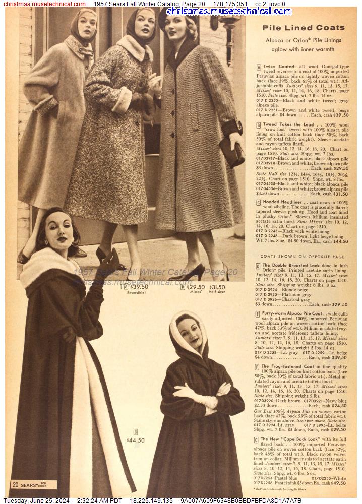 1957 Sears Fall Winter Catalog, Page 20