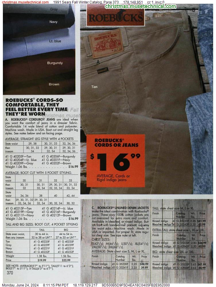 1991 Sears Fall Winter Catalog, Page 373